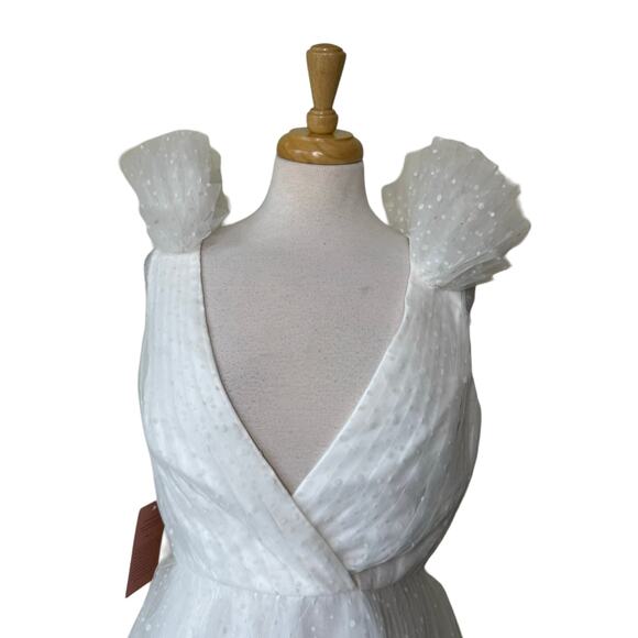 ML Monique Lhuillier Perrie Tiered Shoulder-Ruffle V-Neck Mini Dress Size 10 NWT - Picture 9 of 15